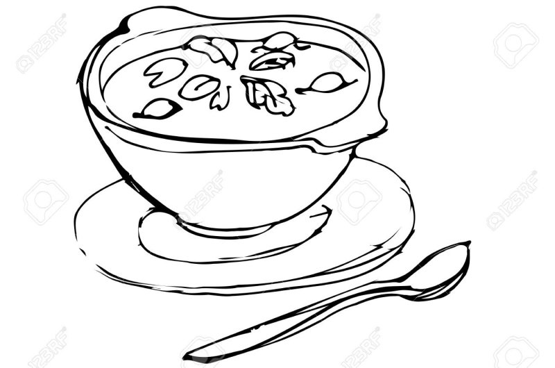 суп раскраска для детей