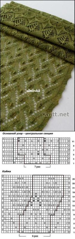 Узор для палантина спицами