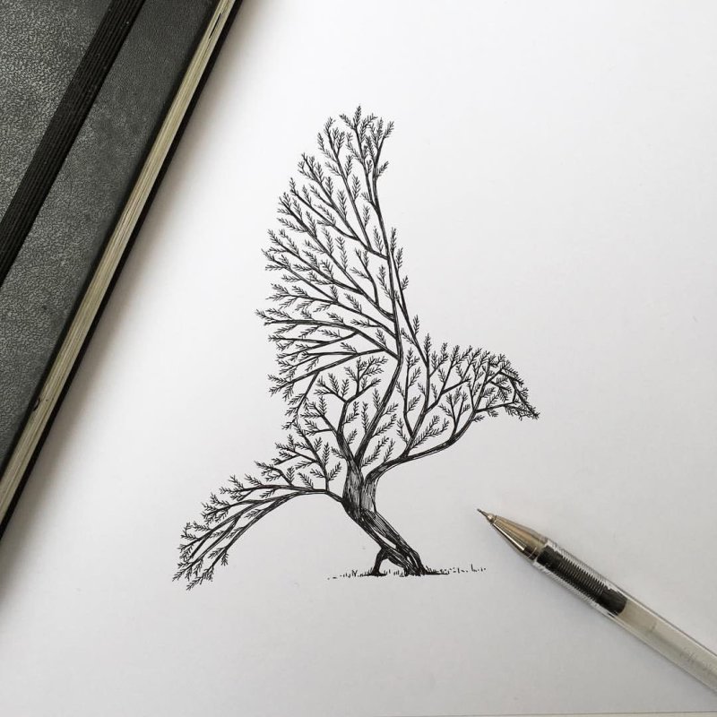 Рисунки чёрной гелевой ручкой