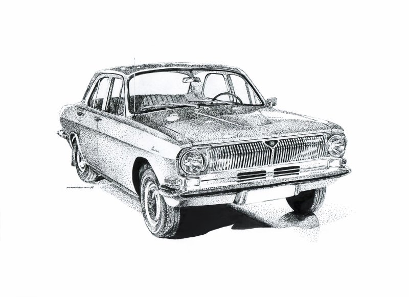 ГАЗ 24 сбоку рисунок