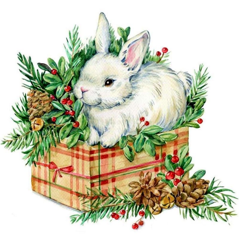 Новогодний зайчик арт