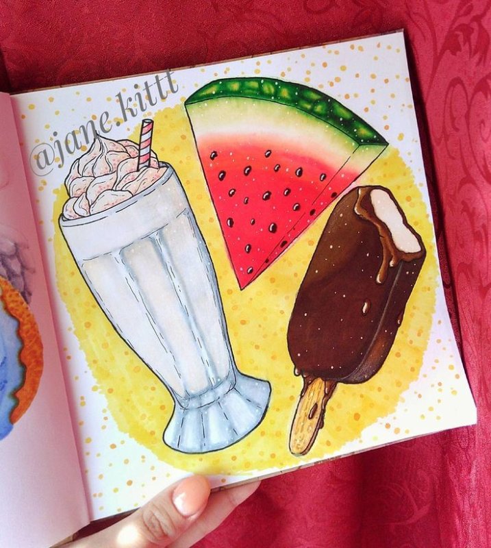 Рисунки для срисовки в скетчбук маркерами легкие еда