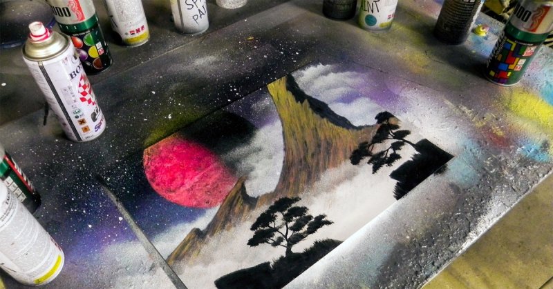 Рисование аэрозольными красками