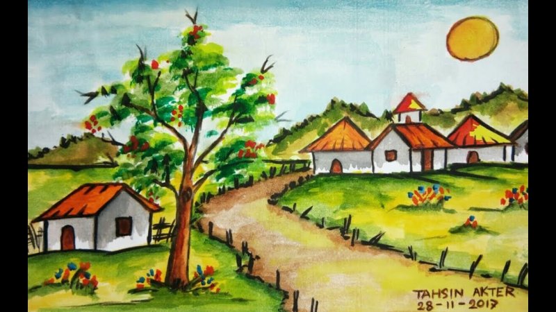 Деревня рисунок