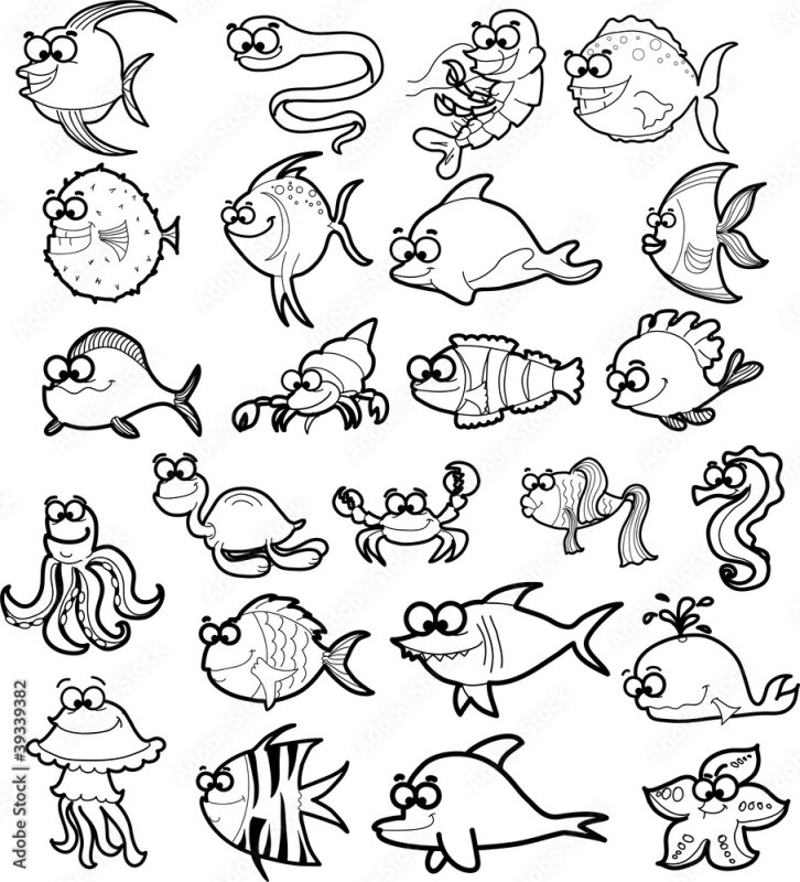 Рыбка раскраска для детей