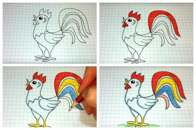 Петух рисунок для детей