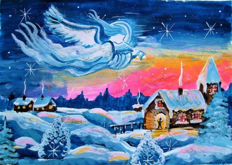 Рисунок на рождественскую тему