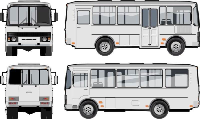 ПАЗ-3205 рисунок вид сбоку