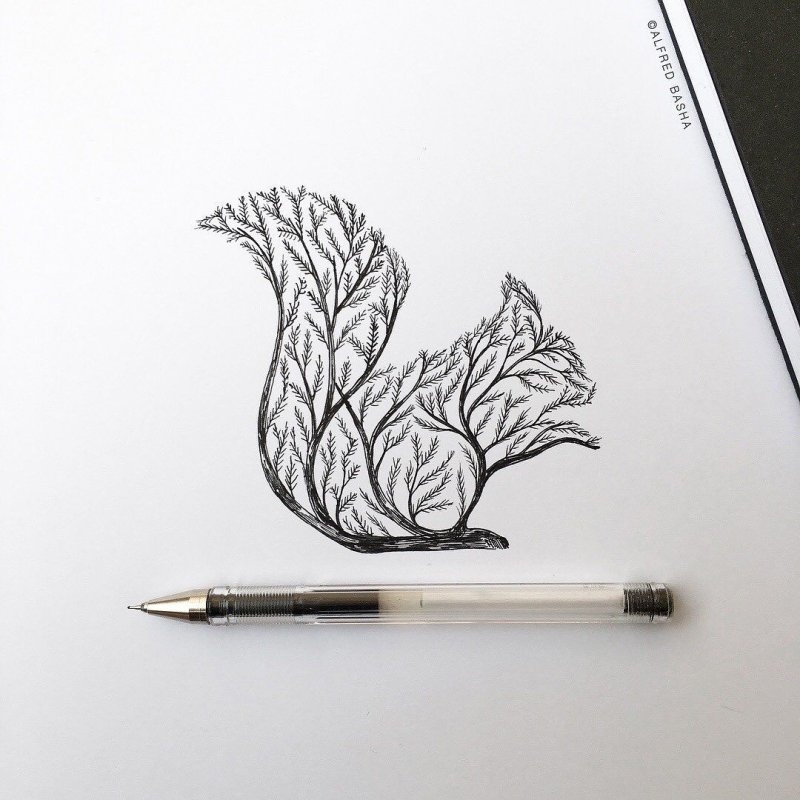 Рисунки чёрной ручькай