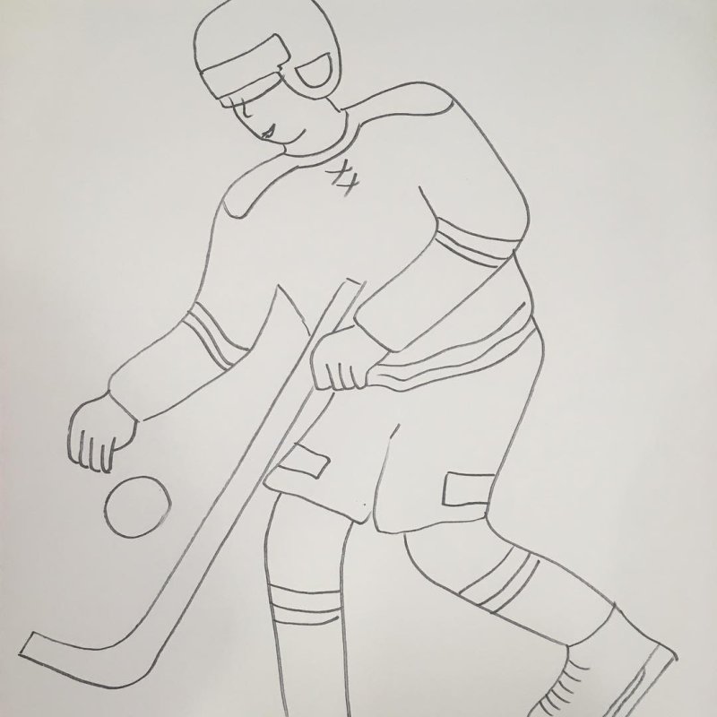 Хоккей рисунок карандашом