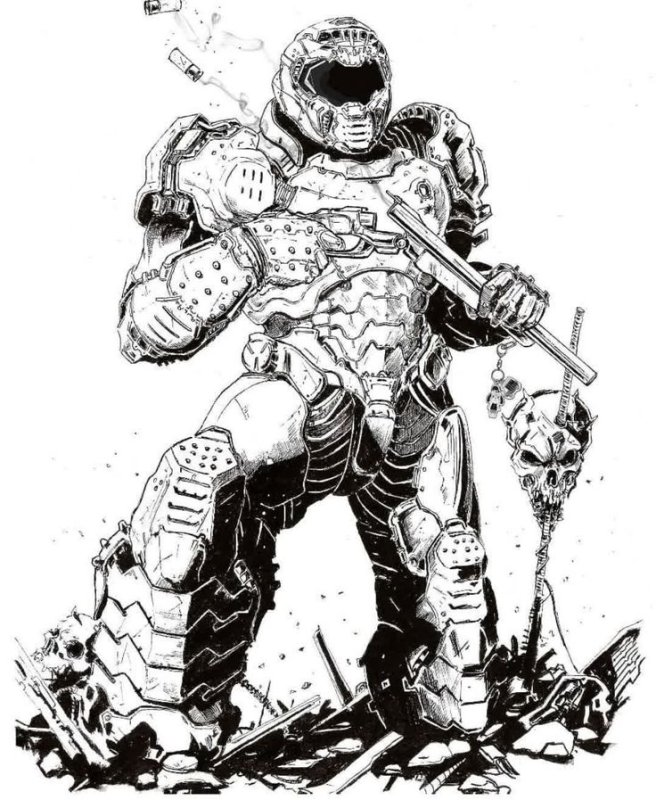 doom slayer рисунок
