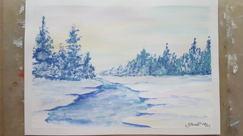 Рисунки зимы гуашью
