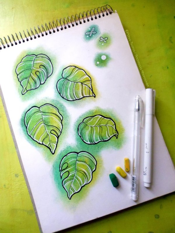 Зелёные рисунки для скетчбука
