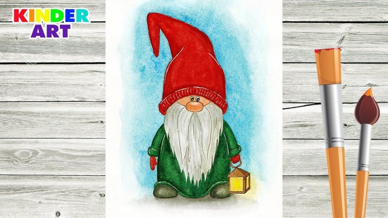 Рисунок гнома новогоднего