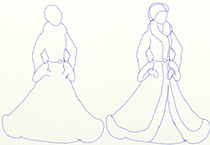 рисунок снегурочки карандашом