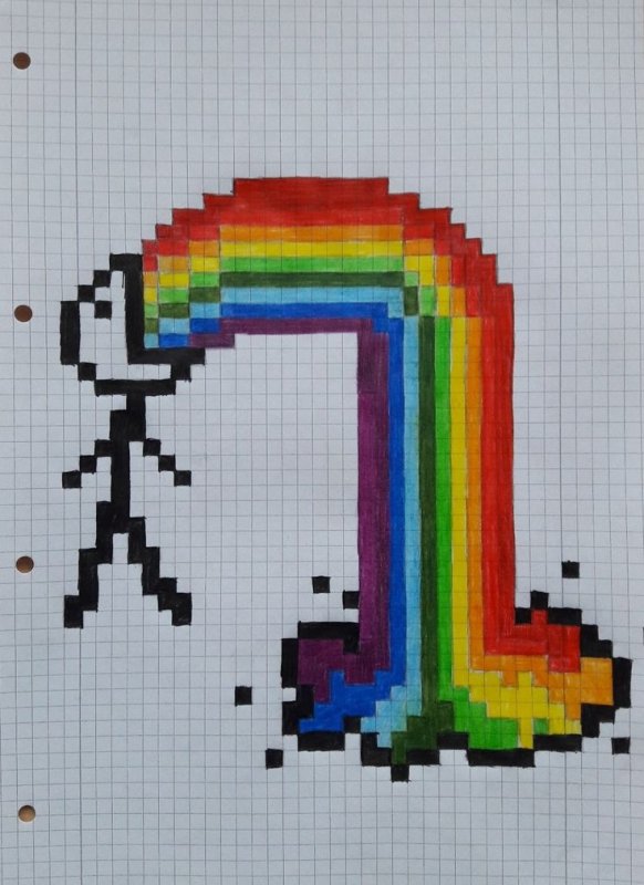 Рисунки по клеткам радужные
