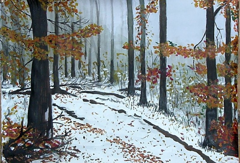 рисование поздняя осень