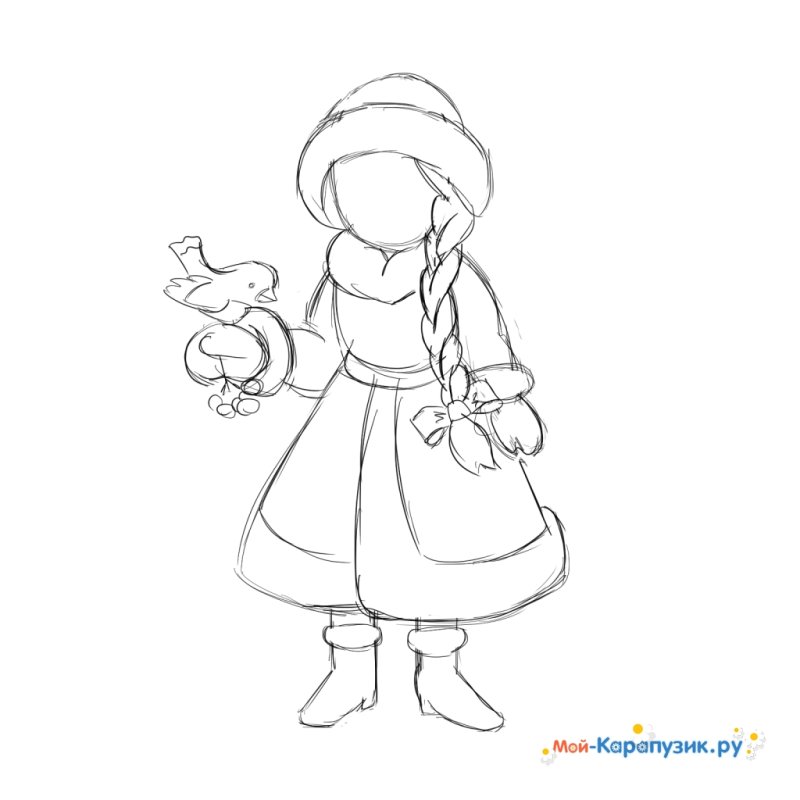 Рисунок Снегурочки карандашом