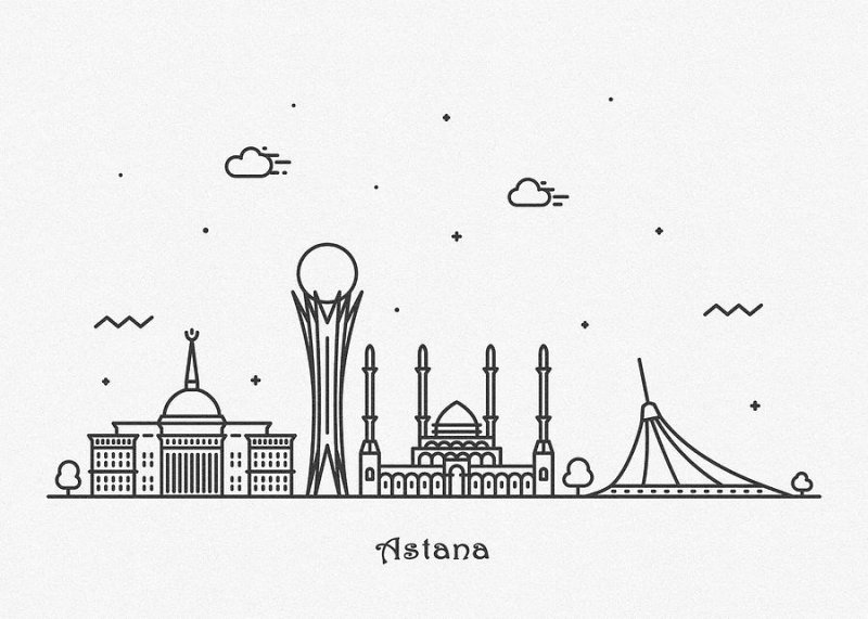 Байтерек рисунок карандашом