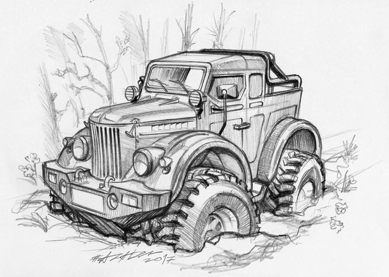 Внедорожник рисунок карандашом
