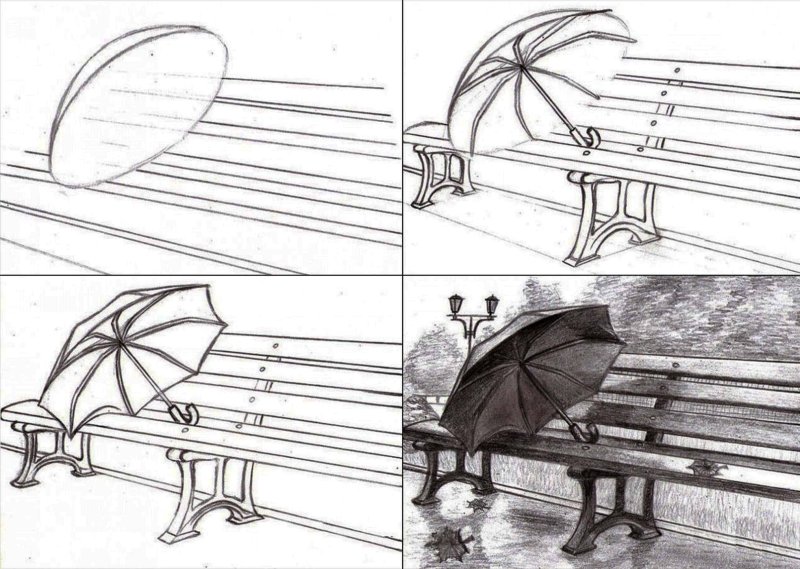 Пейзаж рисунок карандашом