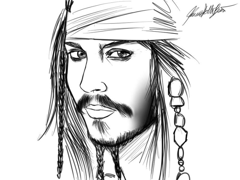 джек воробей рисунок карандашом