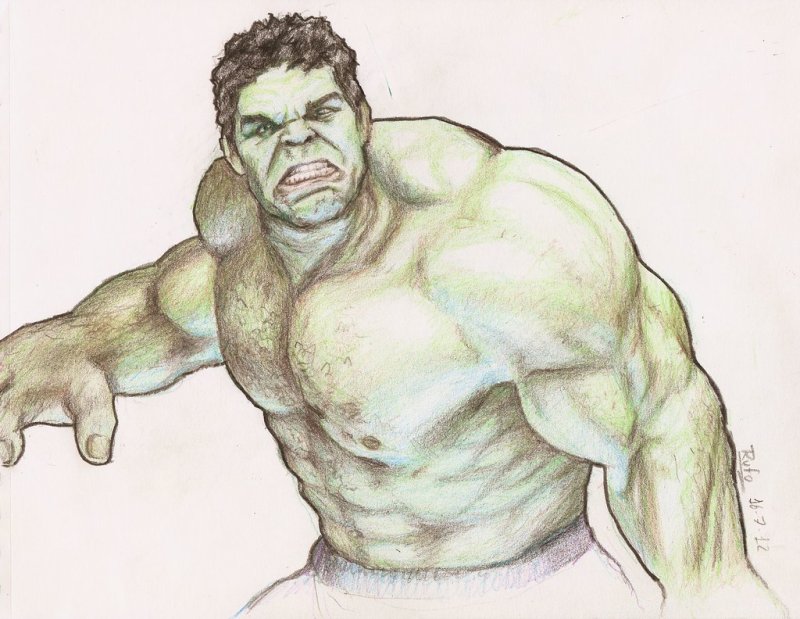Рисунок Халка карандашом