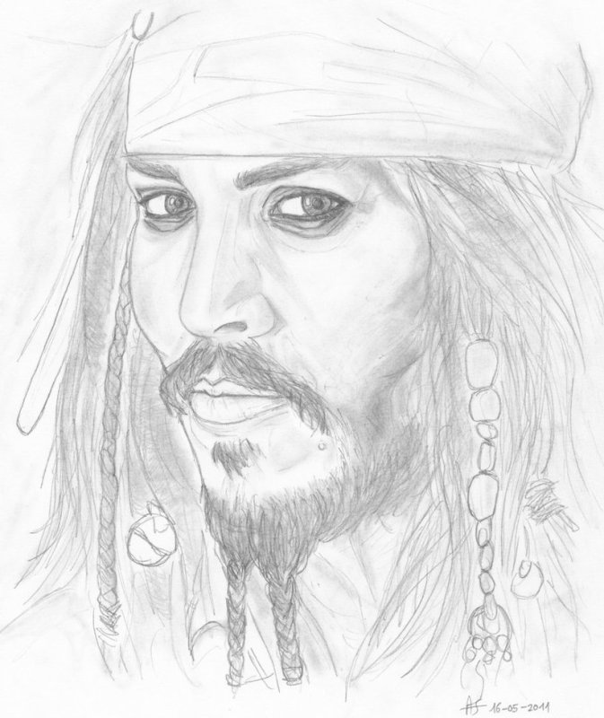 капитан джек воробей карандашом