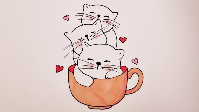 Милый кот рисунок