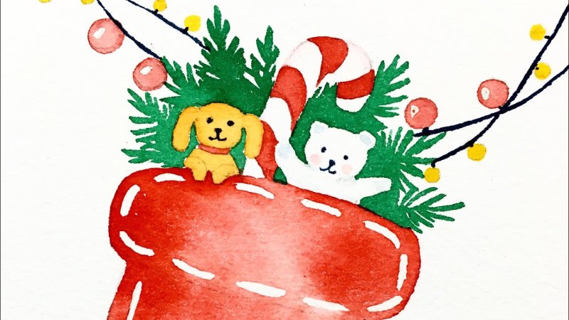 Новогодняя открытка рисунок детский