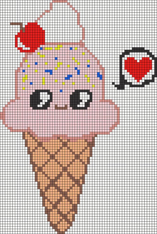 Рисунки по клеточкам мороженое