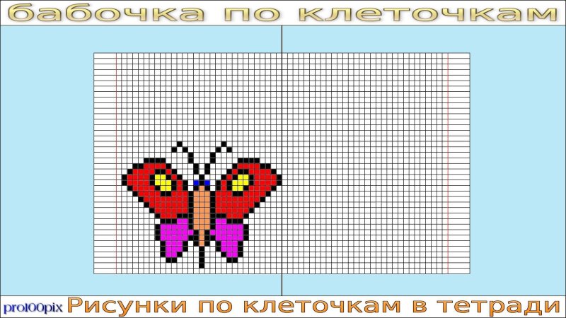 Рисование по клеточкам бабочка