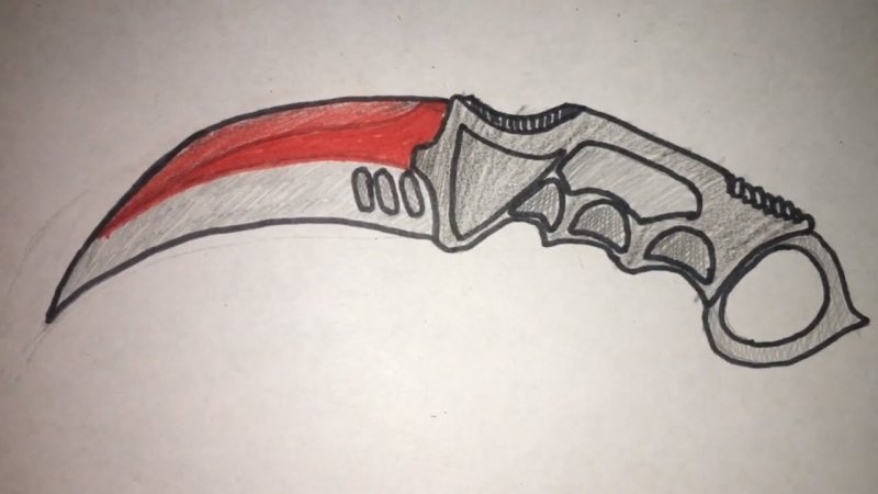 Нарисовать нож керамбит из стандофф 2