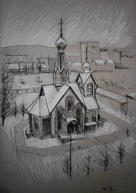 Церковь рисунок