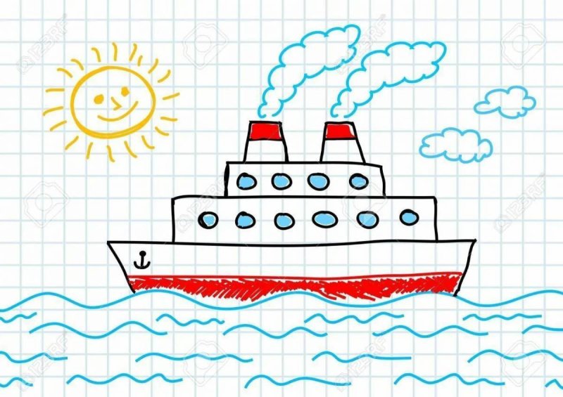 Корабль детский рисунок