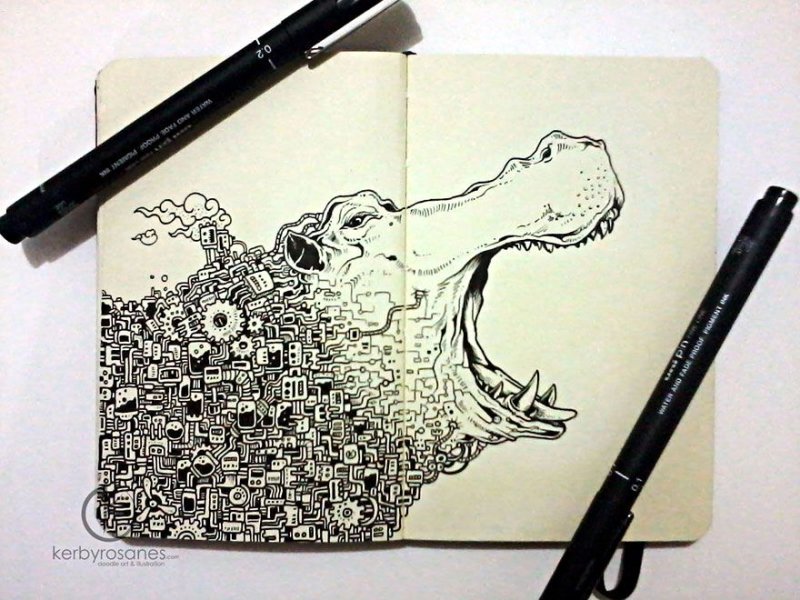 Рисунки черной ручкой