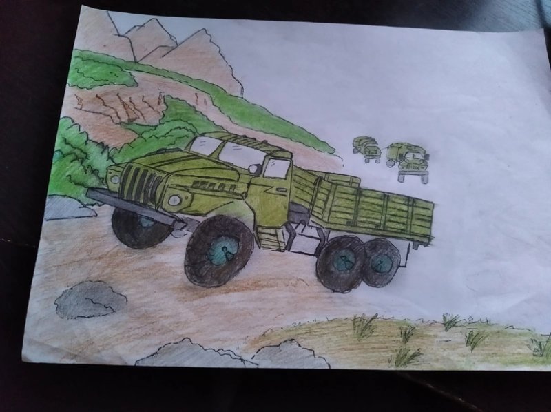 Военный КАМАЗ рисунок