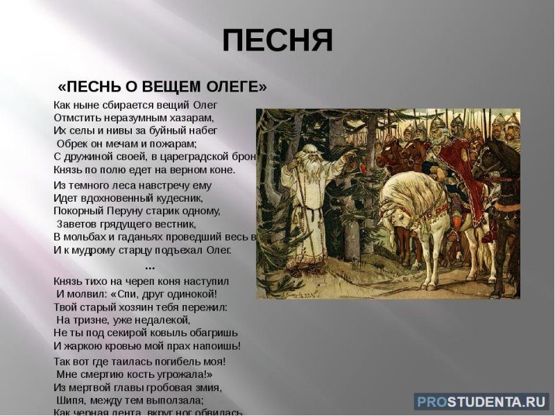 Песнь о вещем Олеге Пушкин стихотворение