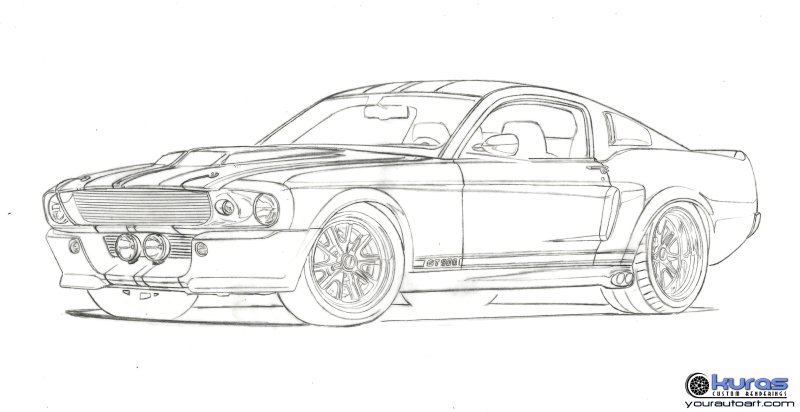 Раскраска Форд Мустанг gt 500