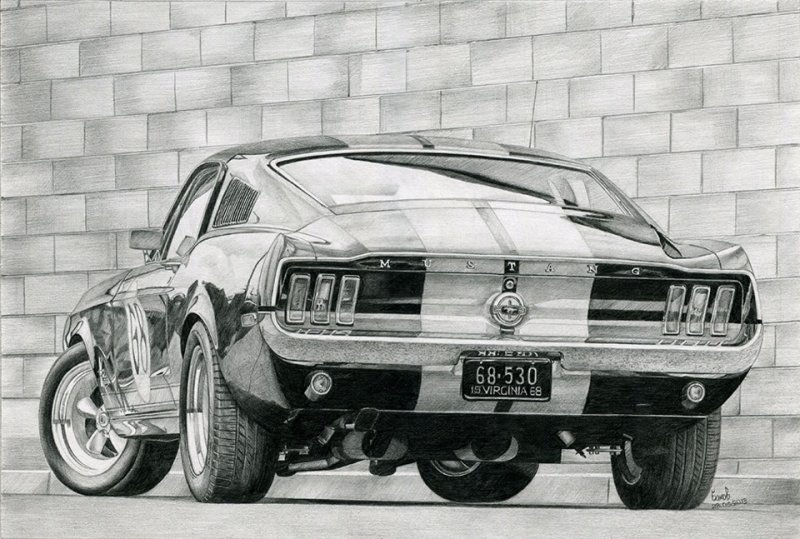 Нарисовать Форд Мустанг 1969