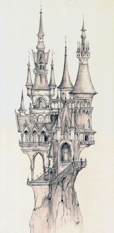 Замок рисунок карандашом