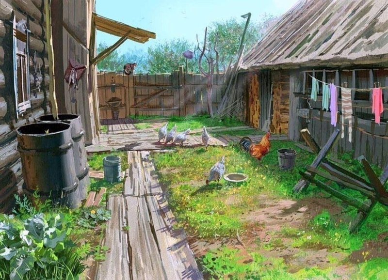 Деревенский двор 1860 Шишкин