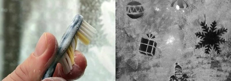 Украшение окон зубной пастой