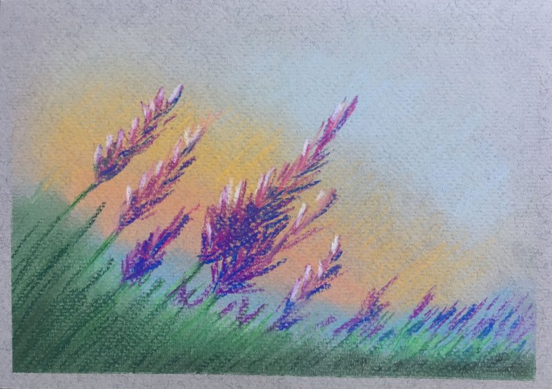 пейзаж цветными карандашами