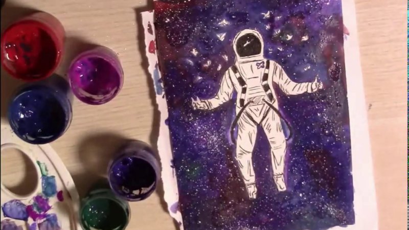 Космос красками для детей