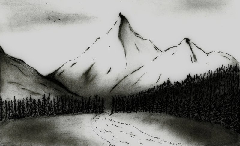 Рисование гор карандашом