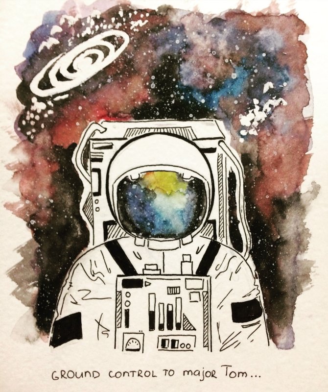 Астронавт акварель
