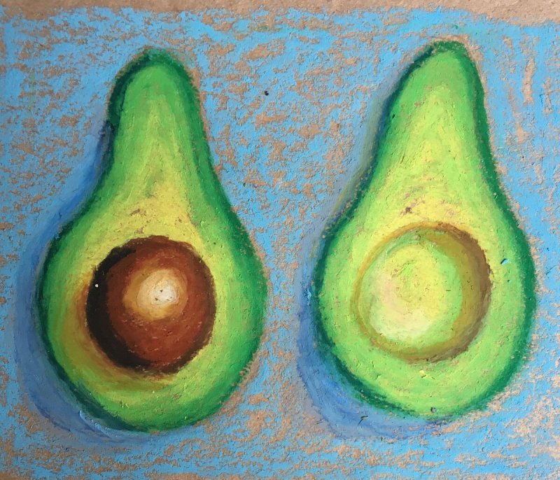 авокадо масляной пастелью