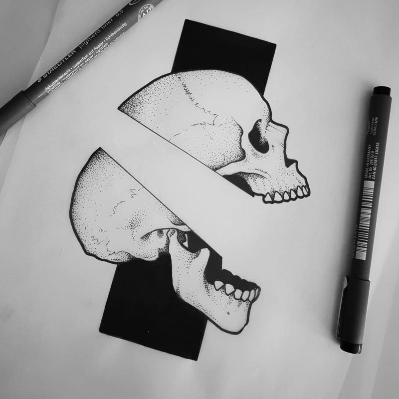 Рисунки для скетчбукачереп