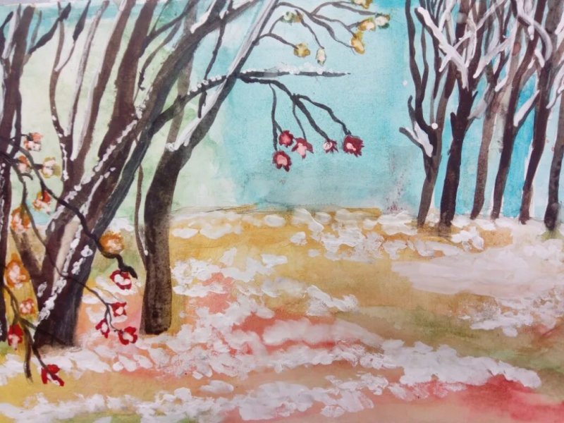 Первый снег рисунок